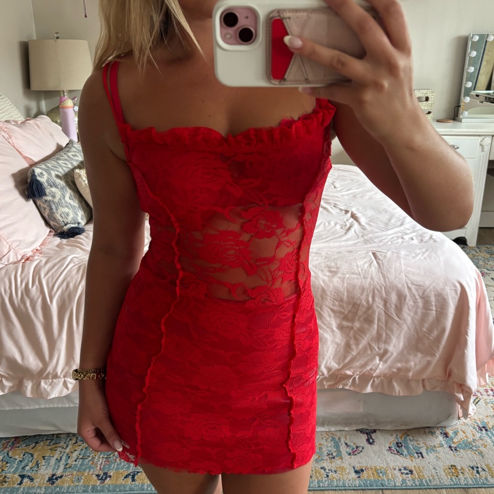 Dress Red Lace Mini Dress